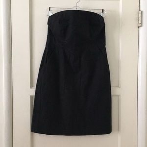 Black Strapless Dress with pockets